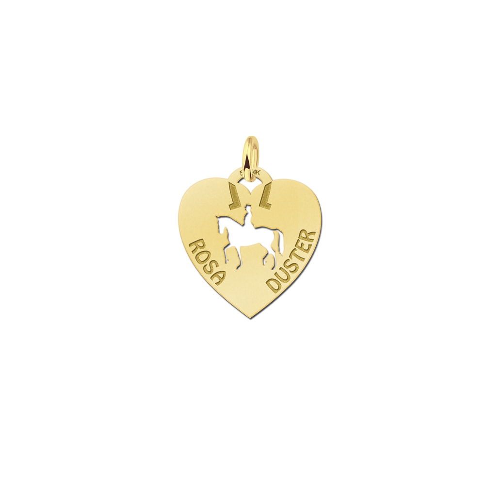 Silver pet namependant heart horsebackrider