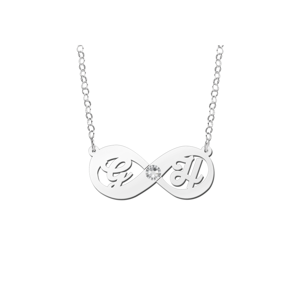 Infinity necklace with initial and zirkon