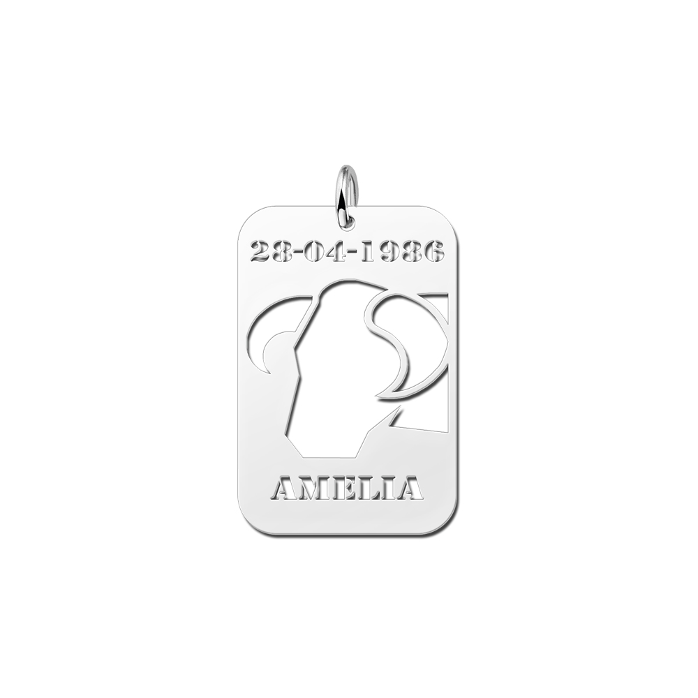 Silver horoscope pendant Taurus