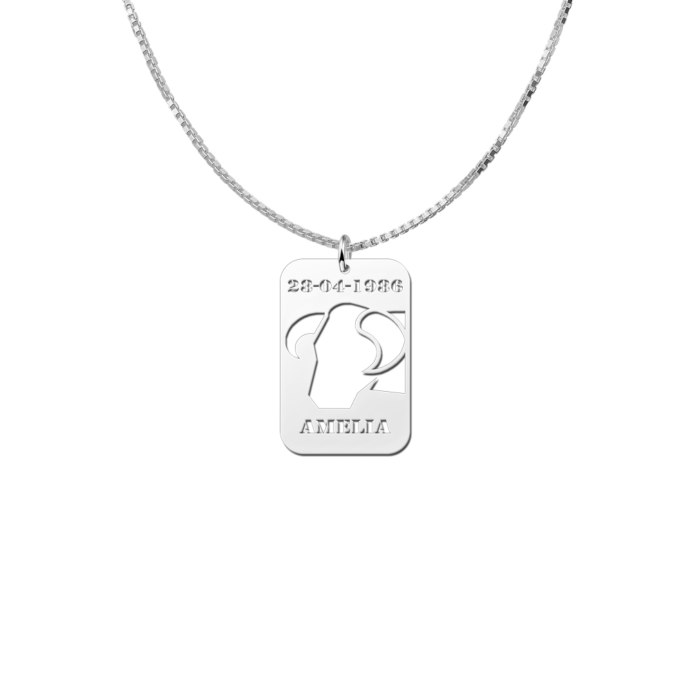 Silver horoscope pendant Taurus