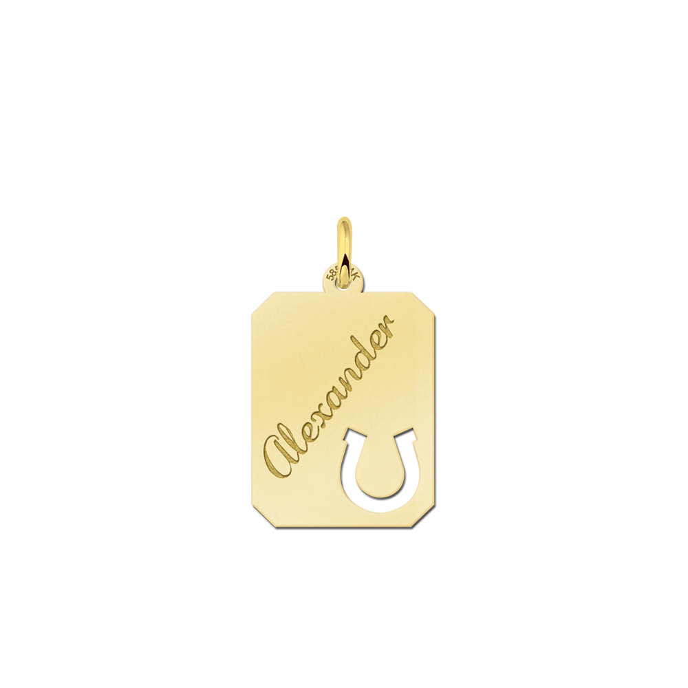 Silver engraved  nametag horseshoe