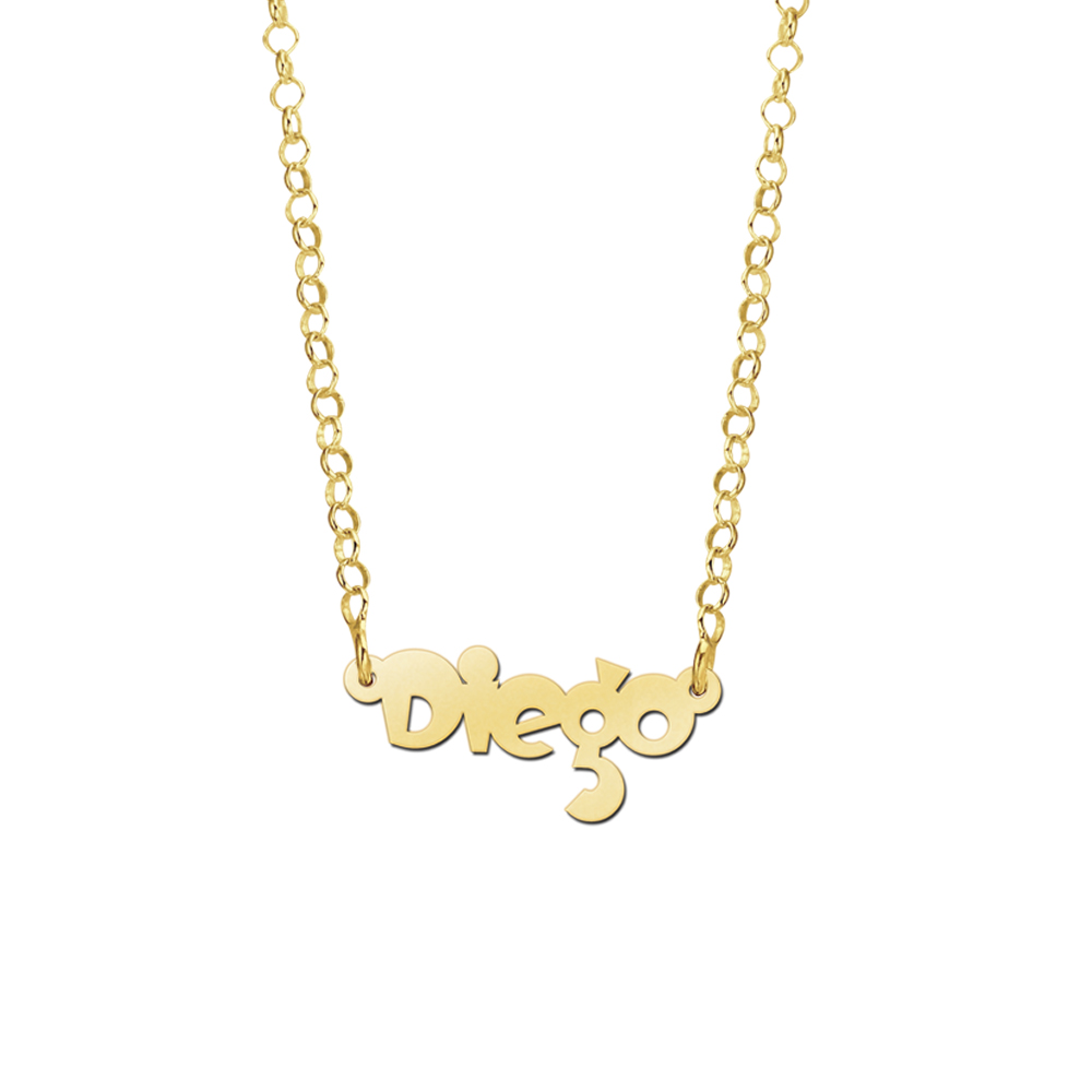 Gold child’s name necklace, model Diego